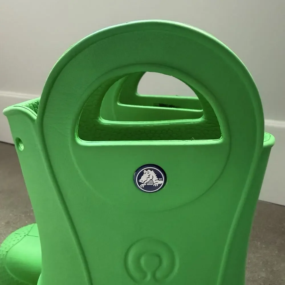 CROCS Handle It Rain Boot Youth Junior J-3 Green Lightweight Waterproof 12803